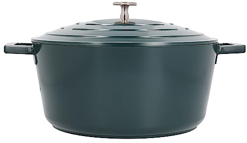 MasterClass Large Casserole Dish with Lid, Lightweight Cast Aluminium, Induction Hob and Oven Safe, Hunter Green Colour, 5 Litre/28 cm