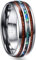 Vakki Herren Damen Partnerringe Holz 8mm Silber Abalone Muschel Ring Wolframcarbid Freundschaftsring Bestes Geburtstagsgeschenk Größe 63.4(20.2)