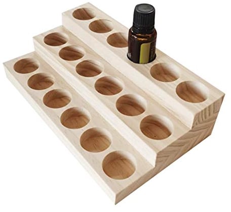 Tuli Aufbewahrungsständer für ätherische Öle, Holz, 3-stöckig, für 18 Flaschen, ätherisches Öl, 3 Etagen, Aufbewahrungsbehälter für ätherische Öle