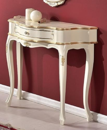 Casa Padrino Luxus Barock Konsole Weiß/Gold - Handgefertigter Massivholz Konsolentisch - Barock Möbel - Luxus Qualität - Made in Italy
