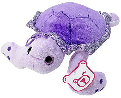 BEMIRO Schildkröte Kuscheltier Gisela Glitzer lila - ca. 25 cm, Kuscheltier Schildkröte, Meeresschildkröte, Stoffschildkröte, Schildkröte Plüschtier, Stofftier Schildkröte