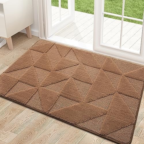 Homaxy Door Mats Indoor, 50 X 80 cm, Machine Washable Inside Door Mat, Dirt Trapper Soft Doormats, Super Absorbent Entrance Rug, Non-slip Floor Mat For Front Back Door, Pets and Dogs (Brown)