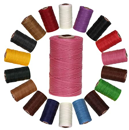 Langlauf Schuhbedarf Ledergarn gewachst 1mm x 0,3mm I Sattlergarn - gewachster Faden aus Polyester stabil & haltbar I Wachsgarn Forellenfaden Outdoor Nähgarn in Profiqualität (pink)