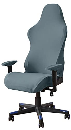 SHUOJIA Stuhlhussen,4 Stück Set Gaming Stuhl Bezug,Stretch Swivel Stuhlbezug Sitzbezug Abnehmbar Waschbar Mit Armlehnenbezug, Für Computer Stühle Bürostuhl Drehstuhl (Blue Gray)