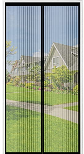 Insektenschutz Balkontür, AmzKoi Fliegengitter Tür Magnet Ohne Bohren 110x210cm, Fliegenschutz Tür Automatisch Verschließen für Balkontür Wohnzimmer Terrassentür (Schwarz)