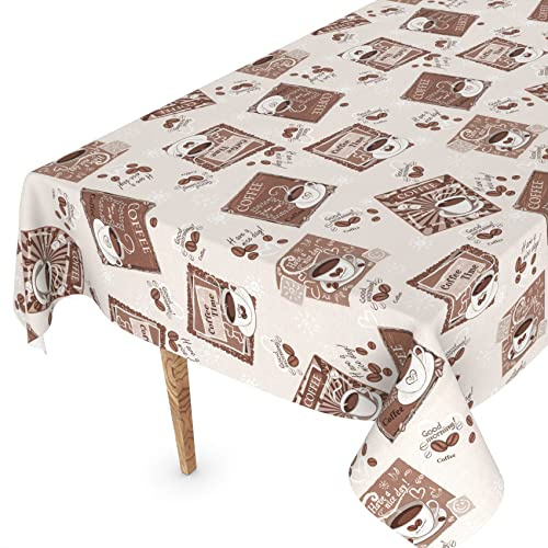 Wachstuchtischdecke Wachstischdecke Tischdecke abwaschbar Gartentischdecke Wachstuch Eckig rund oval 240 x 140cm Schnittkante Coffee Time