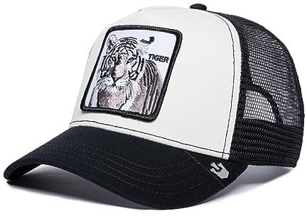 Goorin Bros. Unisex-Erwachsene The Farm Original Adjustable Snapback Mesh Trucker Hat Baseballkappe, Schwarz/Weiß (der weiße Tiger), Einheitsgröße