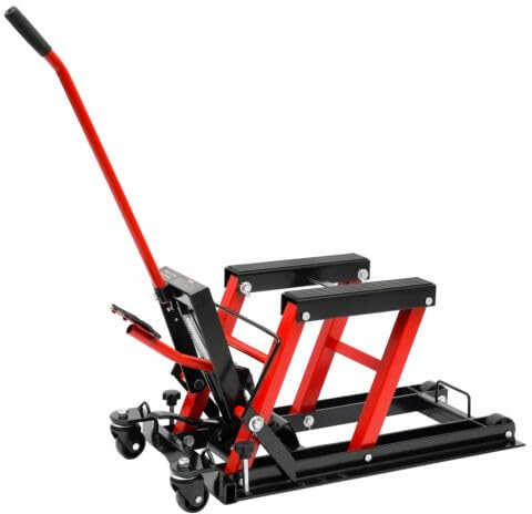 awolsrgiop Motorradheber, 680KG Motorradhebebühne Hydraulische Motorrad Hubständer Hebebühne Motorrad Reparatur Rahmen, Montagebock Motorrad Hebebühne -Rot