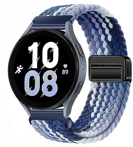 XMUXI 20mm Nylon Armband Kompatibel mit Samsung Galaxy 7/6/5/4 40mm 44m/FE/Galaxy 6 Classic/5 Pro/4 Classic, Magnet Sport Uhrenarmband für Damen Herren Elastische Geflochtenes