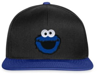 Spreadshirt Sesamstraße Krümelmonster Stick Snapback Cap, One Size, Schwarz/Königsblau