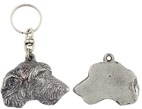 Art-Dog Niedlicher Hundeschlüsselanhänger - Exklusive Kollektion Irish Wolfhound Schlüsselanhänger Hund - Versilberte Keyring mit 2,5 Schloss - 4x5x9cm