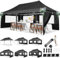 HOTEEL Marquee Gazebo with Sides, Large Pop Up Gazebo 3m X 6m Easy Up Outdoor Party Tent with Wheeled Bag, 4 Weight Bags, for Garden, Party, Event, Waterproof and Sunproof, Black