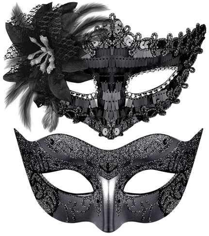 Goenb 2 Stück Venezianische Maske für Damen und Herren - Sexy Augenmaske für Maskenball, Karneval, Halloween, Cosplay