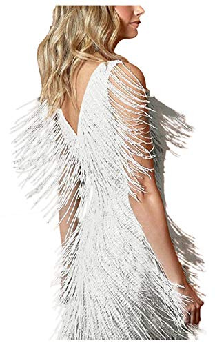 Battnot Damen 1920er Abendklied Cocktailkleid Damen Abschlussball Flapper Kleider 1920er Jahre Pailletten Fransen Quaste Kleid Ärmellos Formal Cocktail Gala Kleid 20er Jahre Kostüm