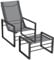 Outsunny Ensemble Fauteuil Relax de Jardin avec Repose-Pieds, Chaise Longue, Structure métal et Tissu Mesh aéré - Gris