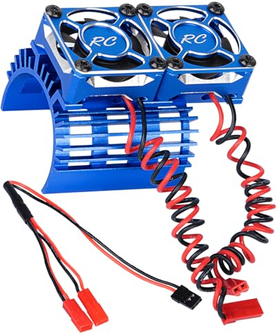 RcarmubWow RC Motor Heatsink w/Cooling Fans Upgrades Part for 1/8 Scale rc car,30mm Cooling Fan Heatsink with 40mm Mount for 4068 4274 Brushless Motor,Navy Blue