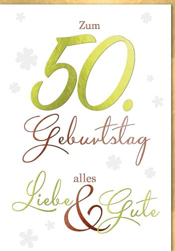 Verlag Dominique A4 Maxi Geburtstagskarte XXL 50. Jahre Kleeblätter - mit Umschlag
