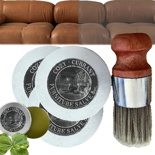 Qoobom Wise Owl Möbelsalbe für Leder, Ledermöbel Salbe mit Wildschweinborstenbürste, verhindert Trockenheit und Risse, tiefes Lederreiniger-Set für Möbel, Autositze (3 Stück)