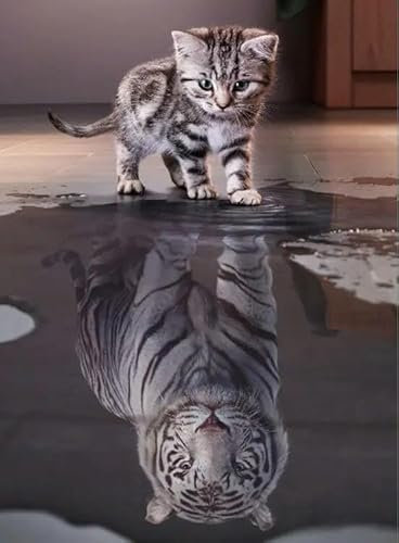 1000 Teile Der Schatten Einer Katze Und Eines Tigers Das Holzpuzzle Für Erwachsene Lernspielzeug