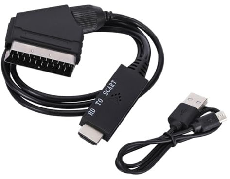 Ruuizksa Cable adaptador de bajo consumo con cable de alimentación USB, compatible con euroconector, adaptador de audio y vídeo, plug and play