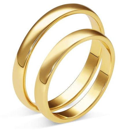 mosa & co. - Trauringe Gold 585 mit 3 mm Breite im Paarpreis für Sie und Ihn inkl. Gravur - Modell Classic - Vollmassive Echtgold 14k Eheringe Hochzeitsringe Verlobungsringe Partnerringe