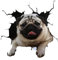 Autoaufkleber Mops Aufkleber 15cm(5.9 Inch) Pug Car Sticker Mops 3D Zerrissen Reflektierende Autoaufkleber Pug Haustier Hund Personalisiert Wasserdichte Aufkleber Laptop Heckscheibe Dekor