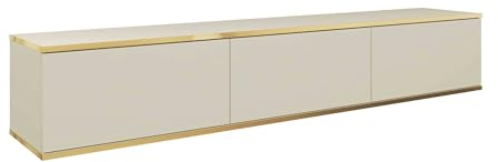 MOEBLO TV-Board Dayn RTV (Lowboard Fernsehtisch TV Bank TV Tisch Fernseher Tisch TV Möbel, RTV-Schrank mit goldenen Einsätzen Hängend), (HxBxT):30x135/175x32cm (Beige, 175x30x32 cm)