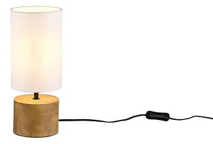 lightling zylinderförmige Tischlampe Walter, mit Schnurschalter, IP20 Indoor, exkl. 1 x E14 max. 40W, Höhe 30 cm, Ø 12 cm, Naturholz, weiß