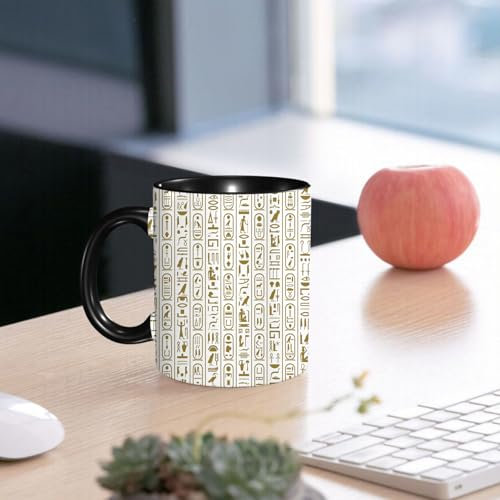SDAEMQ Tazas de Café, Taza de Cerámica para Té y Café - Regalo Original - 330 ml - Desayuno Tazas Tazas graciosas,Escritura del antiguo Egipto
