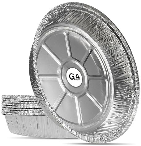 G4GADGET Aluminium Foil Trays – Pack of 10 – Round 9 Inch Food-Grade Disposable Baking Containers – Oven & Freezer Safe for Roasting, Cooking, and Catering