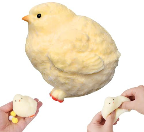 Handgemachte Küken Taba Squishy Spielzeug, Fluffy Ostern Küken Fufu Squishy Tiere Weiche Squishy Fidget Spielzeug Stress Relief Spielzeug,Squeeze Silikon Spielzeug für Jungen Mädchen Geschenk