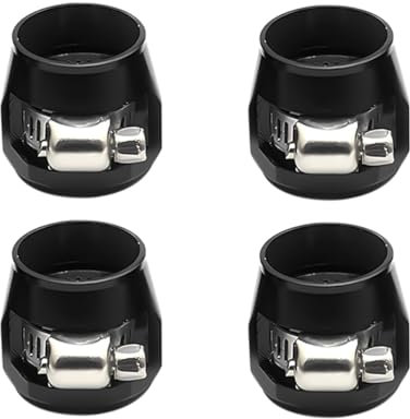 4PCS 10AN Car Hose Finisher Clamp, Flexible Rubber Fuel Line Hose Pipe Clamps Connector with Screw Band, Aluminium Automotive Oil Water Gas Line Tube Clip, Universal for SUV Truck RV