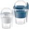Pro Home 2-Set Yoghurt Pots 600ml With Lid & Spoon Airtight Dishwasher Safe BPA Free Muesli Cups Overnight Oats Jar Storage On The Go Yogurt Cup Cereal Container (Teal & Grey)