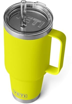 YETI Rambler Straw Mug, Stainless Steel Vacuum Insulated Mug with Stronghold Lid, Firefly Yellow, 42 oz (1242 ml)