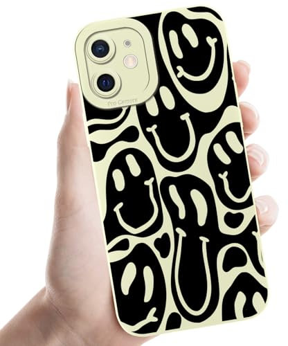 Yoedge HandyHülle für iPhone 11 Lächeln Hülle, Aesthetic Muster Face Design Mädchen Junge Geschenk Schutzhülle, Soft-Touch Silikon Case Schlanke Slim Stoßfest Cover für iPhone11 6,1, Cute