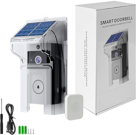 OuYezy Solar Doorbell Camera Wireless with Windproof Dust Cover, Waterproof Smart Video Doorbell for Home Security