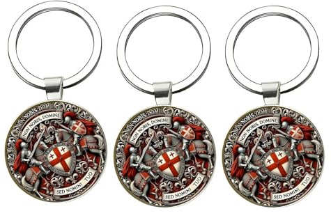 ZENRUIMING Lot de 3 porte-clés en forme de croix de templier, pendentif vintage en verre de cristal, accessoire de sac à dos de voiture pour homme
