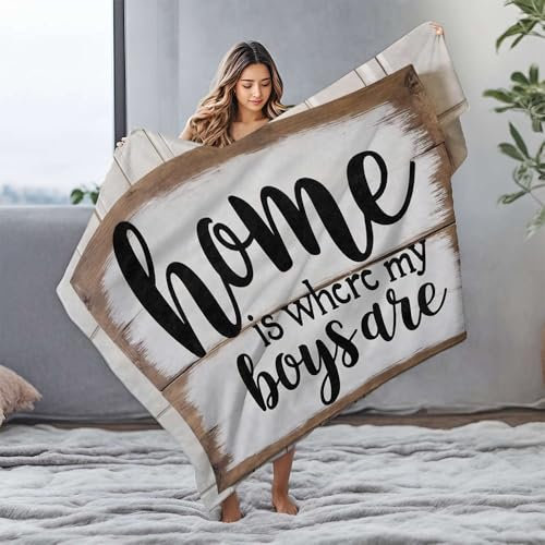 Individuelle Decke mit Bild Home Sweet Home: Where My Boys Belong, Flanelldecke, weiche Decken, Handtuchwärmer (150 x 200 cm)