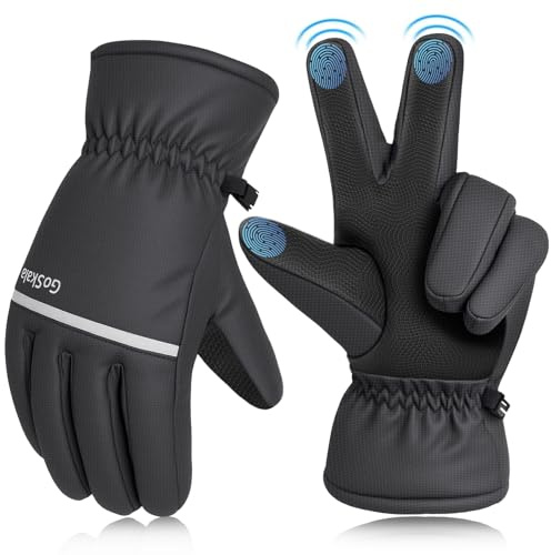 GoSkala Fahrradhandschuhe Kinder Winter, Warme Touchscreen Handschuhe Kinder mit Anti-Rutsch - Winddichte Handschuhe für Jungen Mädchen