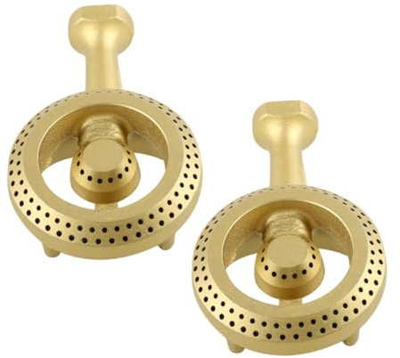 Universal Gas Stove Burner Head 2 Pack Iron Replacement Part | Golden Finish, Easy-clean Surface, Even Flame Distribution, Suitable for Food-service and Household Cooking