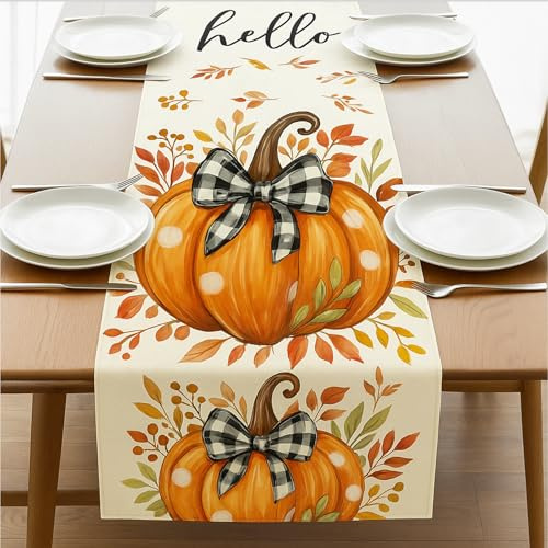 MOAZIFI Herbst Deko, Tischläufer Herbst Für Tischdekoration, Herbstdeko Innen Für Wohnzimmer Und Küche, 34x183 cm, Saisonale Dekoration Für Herbst, Herbst Dekoration