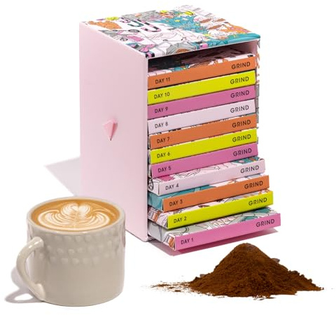 Grind Christmas Ground Coffee Advent Calendar – 12 Day Festive Countdown – 100% Arabica – Single Origin – Specialty Grade – Gift for Coffee Lovers