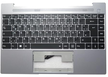 ZHXOZYF Laptop PalmRest & GR/FR Tastatur Für MEDION für AKOYA E14308 MD64030 Grau Top Case Mit Backlit Schwarz Deutsch(German GR)
