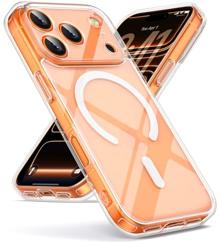 Oududianzi-Magnetisch Hülle für iPhone 17 Pro mit Magsafe, Transparent | Durchscheinende Mattierte PC Rückseite TPU Silikon Schutzhülle, Kameraschutz Transluzente Matt Kratzfest Stoßfest Handyhülle