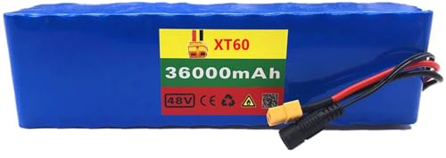 Elektrofahrräder Batterie 48V 36AH Elektroroller Batterie 13S3P mit 54.6V 2A Ladegerät Wiederaufladbarer Ebike Akku Pack Für 200W 300W 500W 800W 1000W Motor XT60 Plug,48V 36Ah