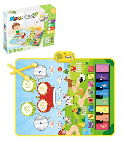 TAVADA Klaviermatte für Kinder,musikmatte Kinder ab 1 Jahr,Große Musikmatte mit 10Tiere,kinderspielzeug ab 1 Jahr,Baby Spielzeug,Weihnachts Geburtstag Geschenke(90CM*70CM)