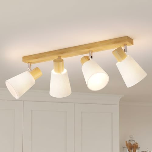 LVWIT Deckenlampe Deckenleuchte 4 Flammig GU10 Deckenstrahler Deckenspot 350° Schwenkbar Lampe Wandstrahler E14 Fassung MAX 40W für Schlafzimmer Wohnzimmer Küche, Ohne Leuchtmittel
