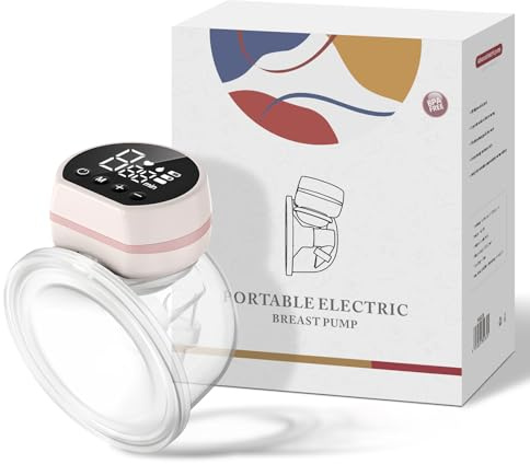 HyAdierTech Tiralatte Elettrico a Mani Libere, Tiralatte Indossabile Portatile con 3 Modalità, 9 Livelli e Display LED Intelligente, BPA Free, Forte Potenza di Aspirazione, 1 Pezzo, Rosa