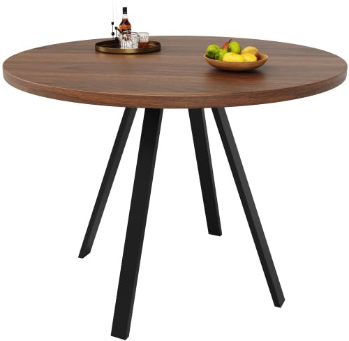 dowowdo 80x80 cm Quadratischer Esstisch mit Nussbaum-Optik & Metallgestell – Moderner Küchen- & Schreibtisch, Platzsparend für 4 Personen, Höhe 75 cm (Nussbaum/Schwarz)