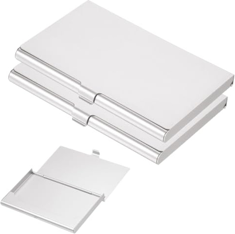PLABBDPL Étuis pour Cartes de Visite, 2x Porte-cartes de Visite en Aluminium, Étuis pour Cartes de Visite en Acier Inoxydable, Porte-Cartes de Visite Super léger, Étui pour Cartes pour Unisex, Silber